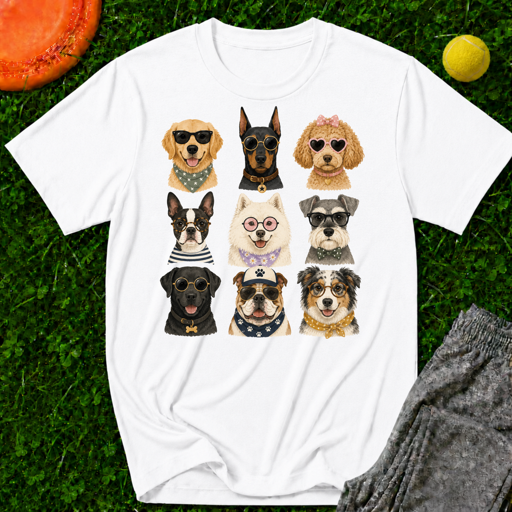 Cute Dogs Grid T‑Shirt