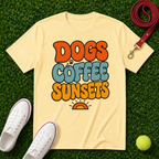 Dogs Coffee Sunsets, Comfort Colors T-Shirt