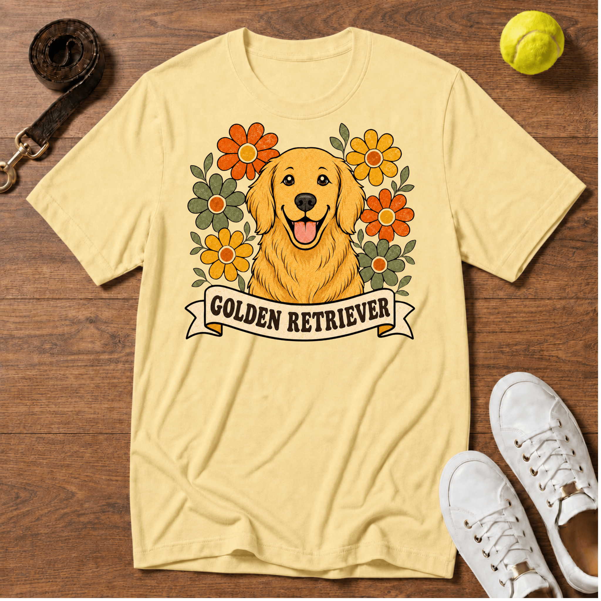Golden Retriever Floral T-Shirt – Comfort Colors