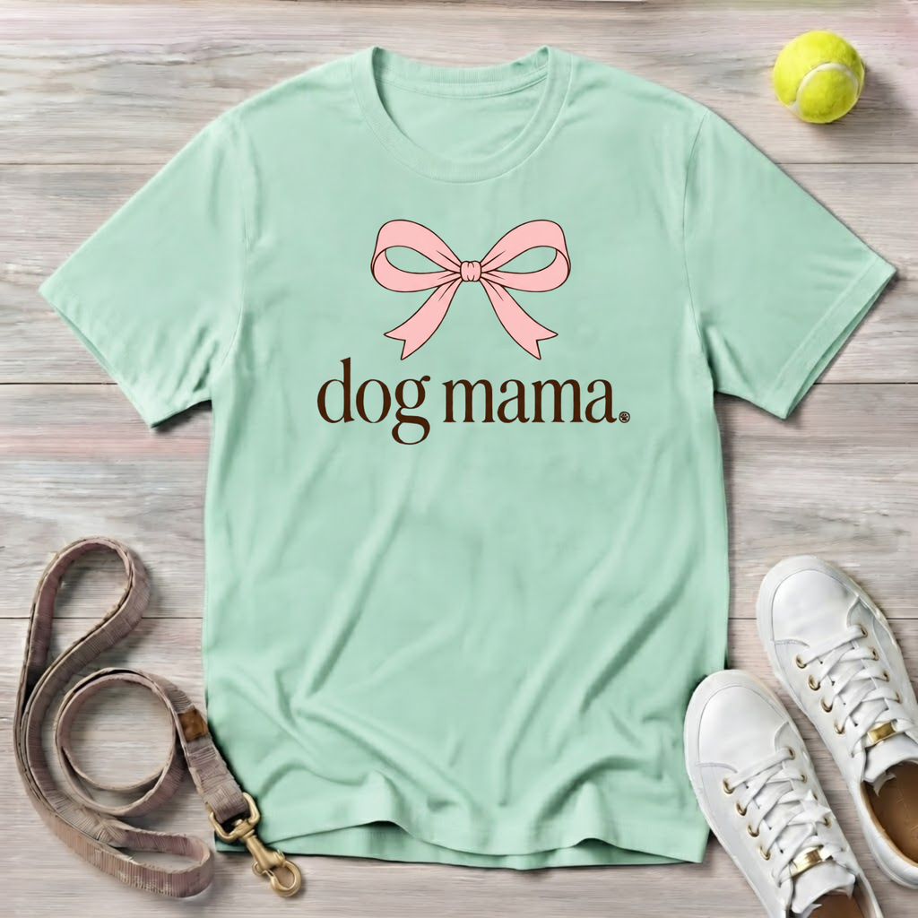 Dog Mama Tee — Pink Bow, Comfort Colors T-Shirt