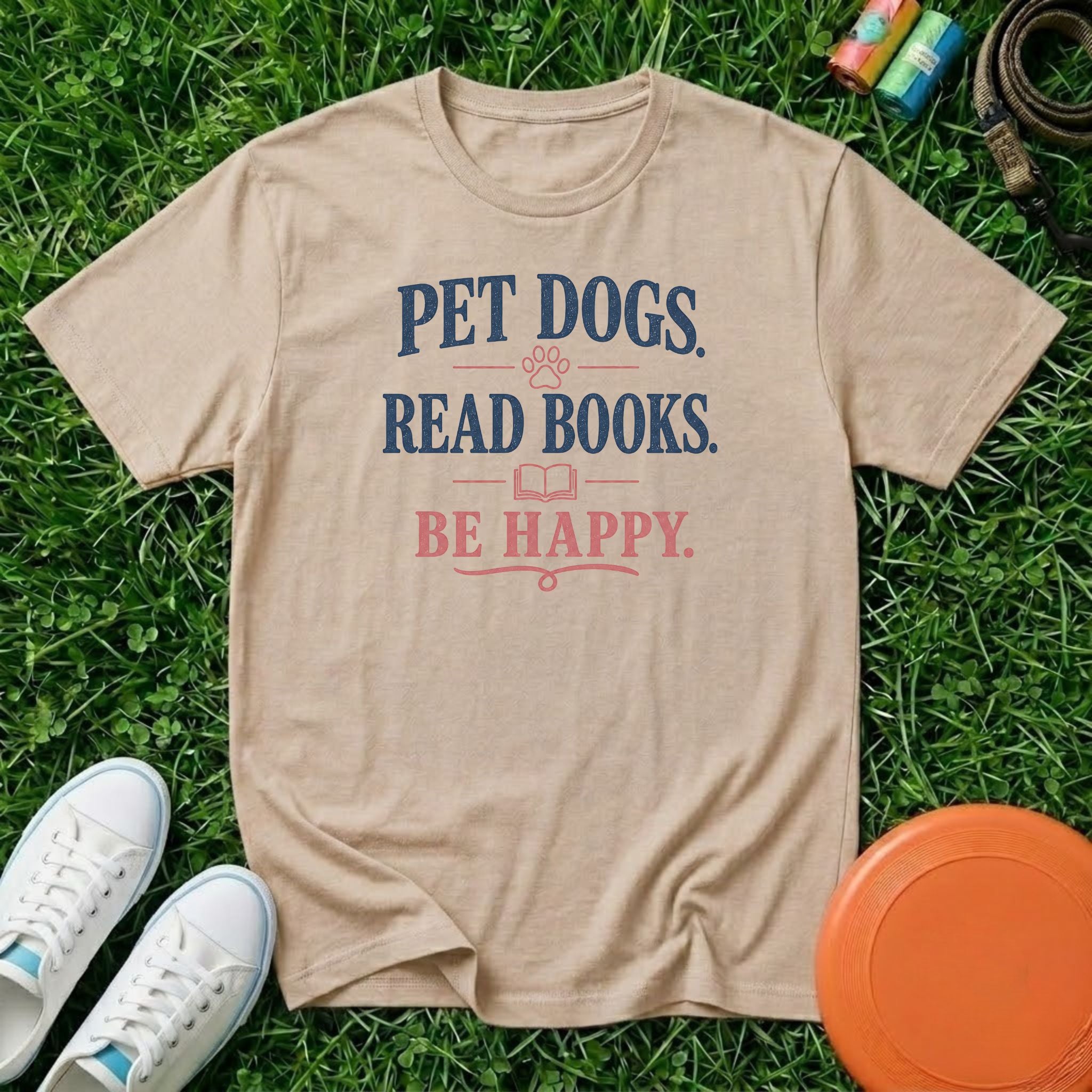 Pet Dogs. Read Books. Be Happy. T‑Shirt - Comfort Colors 1717