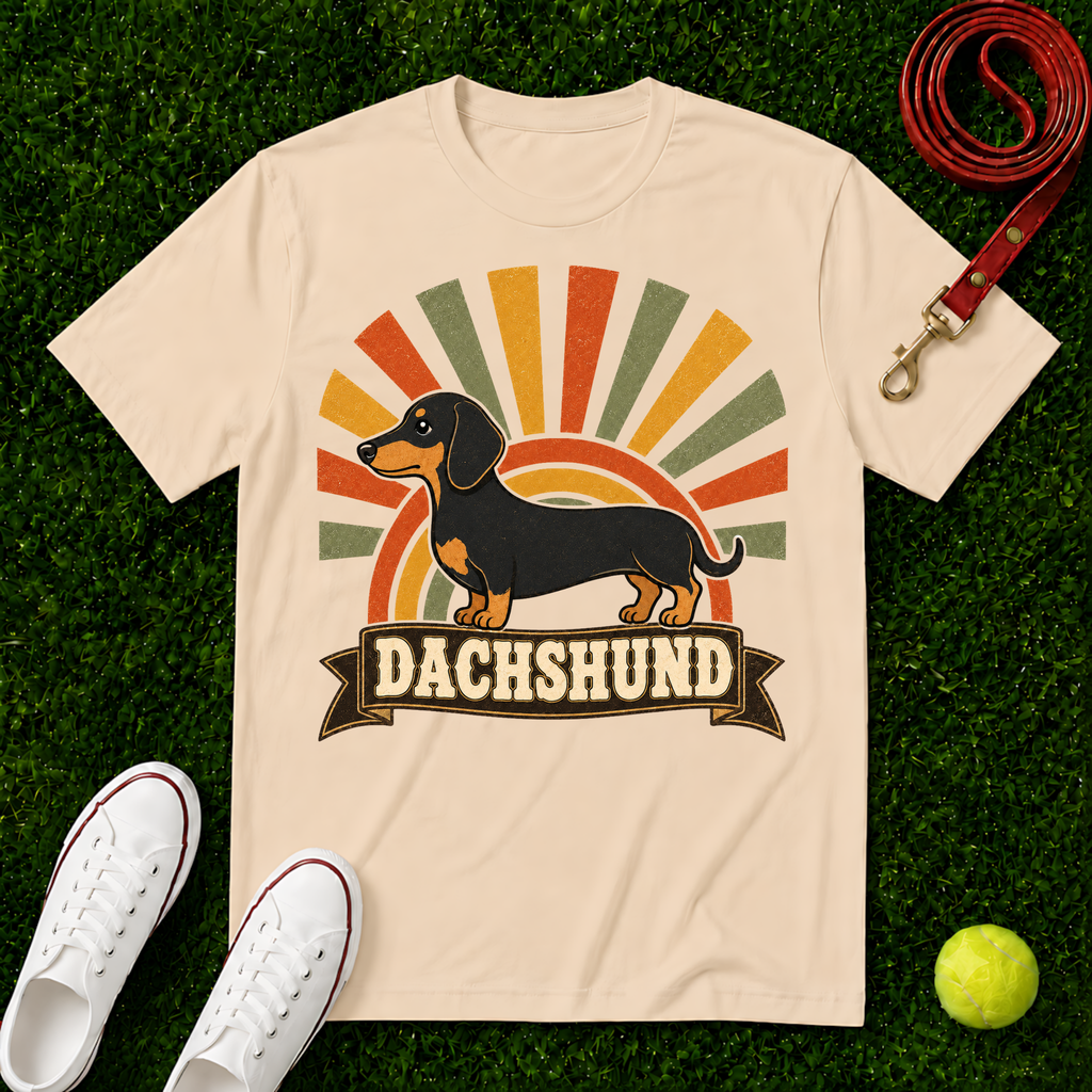 Dachshund Retro Sunburst, Comfort Colors T-Shirt