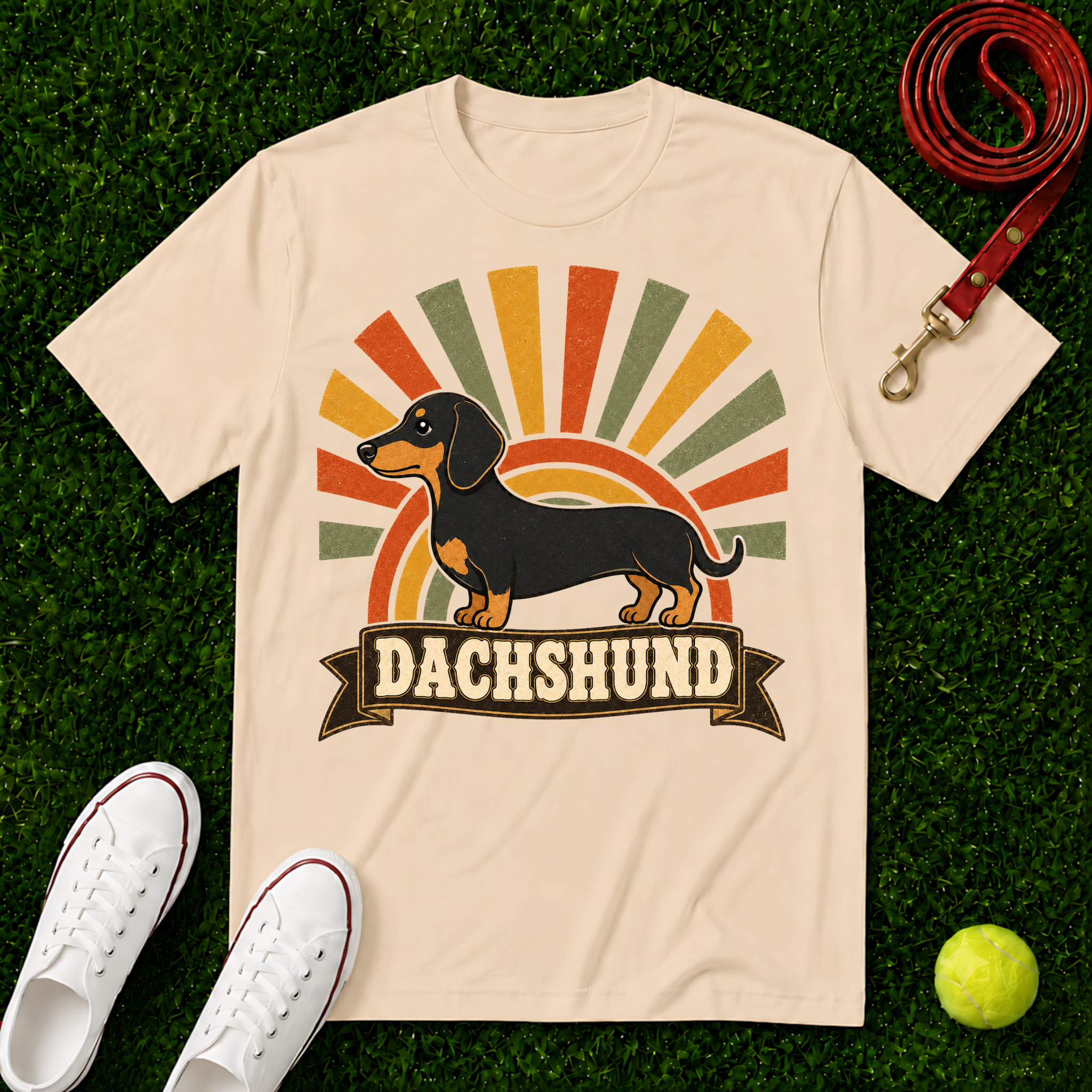 Dachshund Retro Sunburst, Comfort Colors T-Shirt