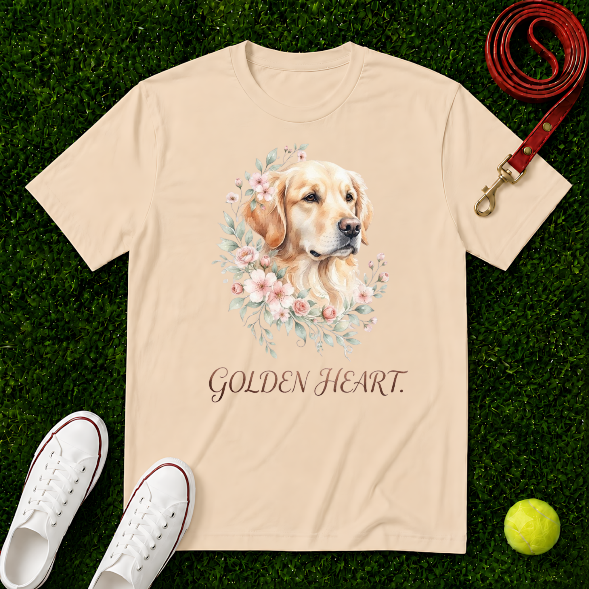 Golden Retriever Floral, Comfort Colors T-Shirt