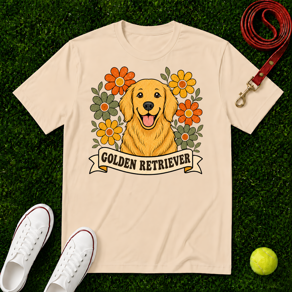 Golden Retriever Floral, Comfort Colors T-Shirt