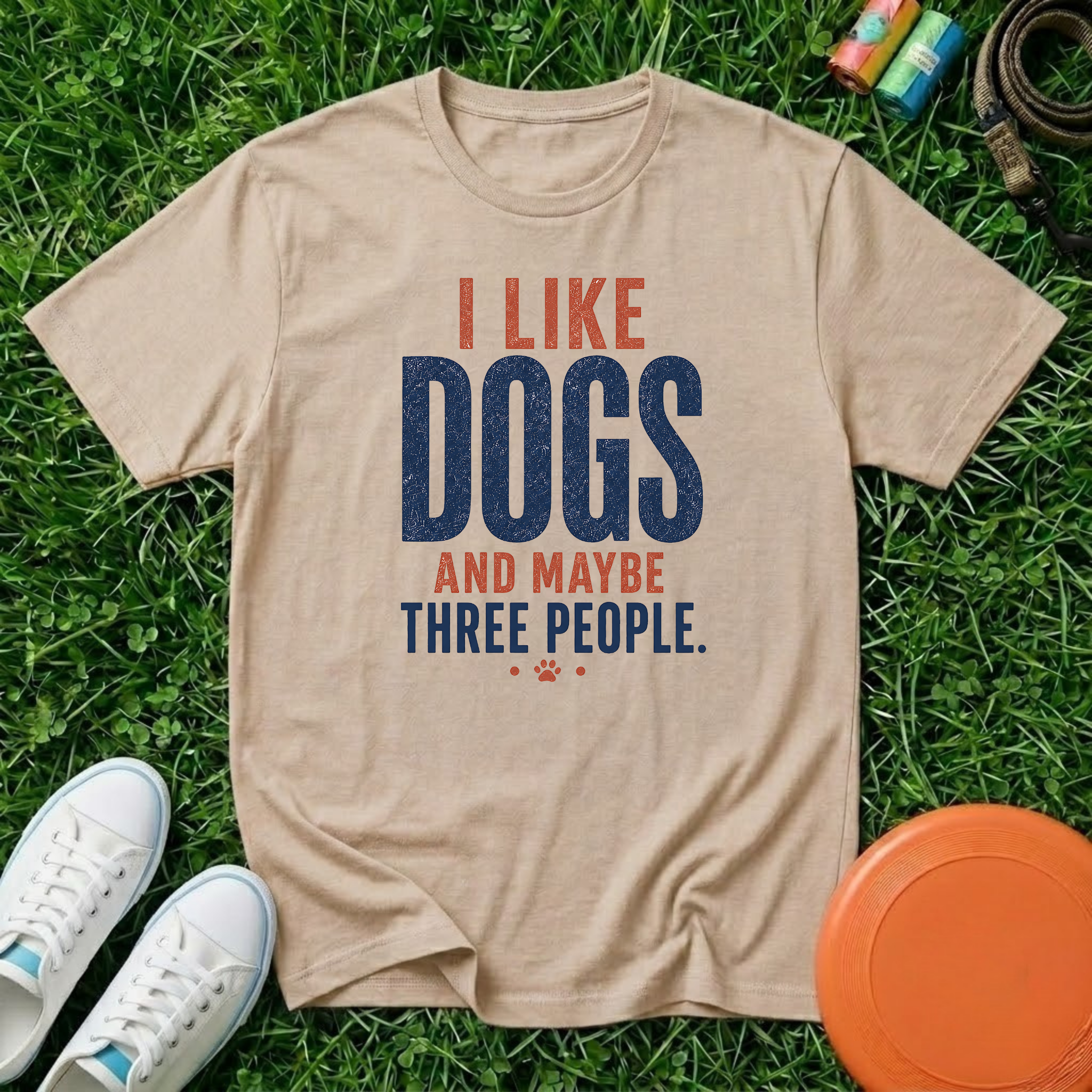 I Like Dogs (And Maybe Three People) T-Shirt-Comfort Colors 1717