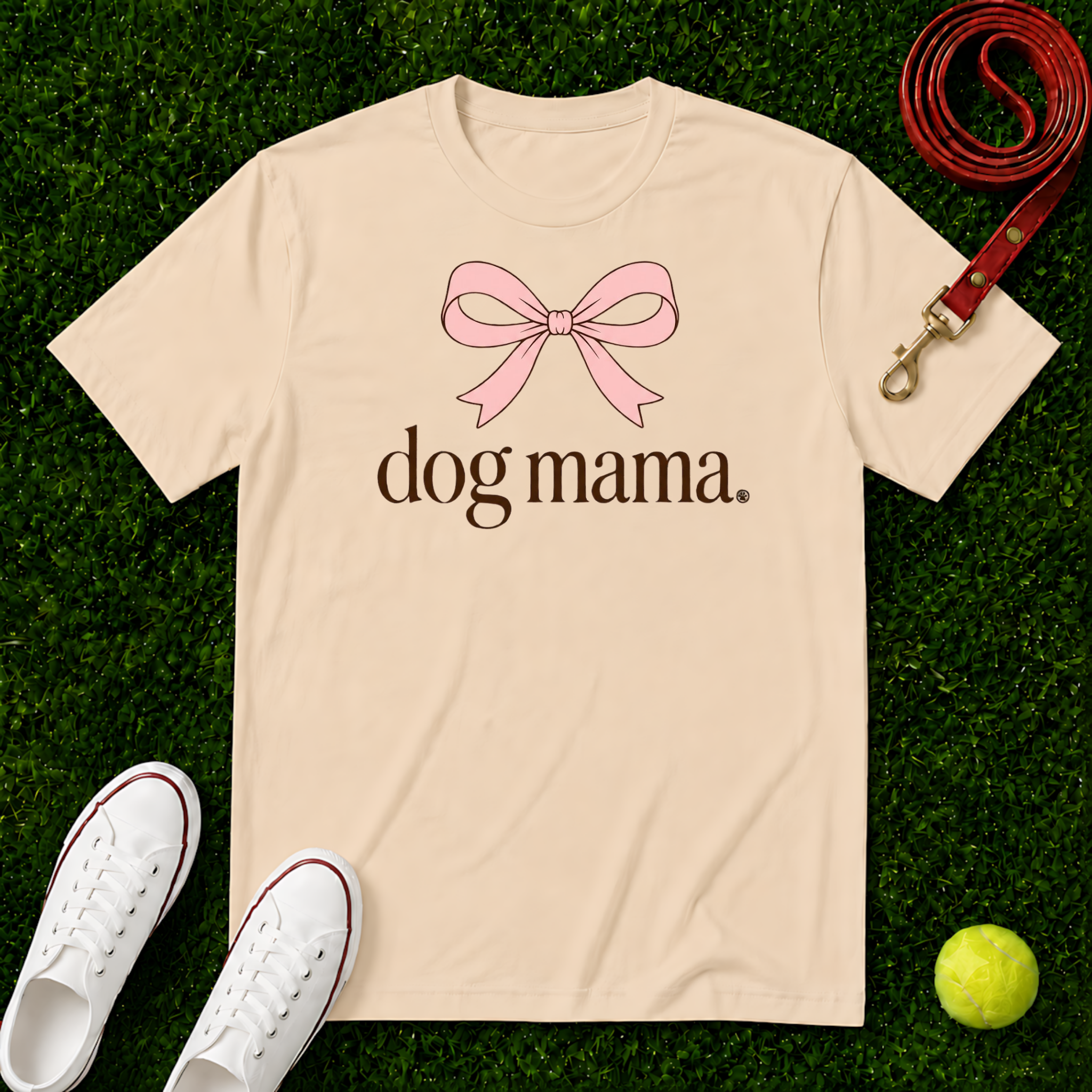 Dog Mama Tee — Pink Bow, Comfort Colors T-Shirt