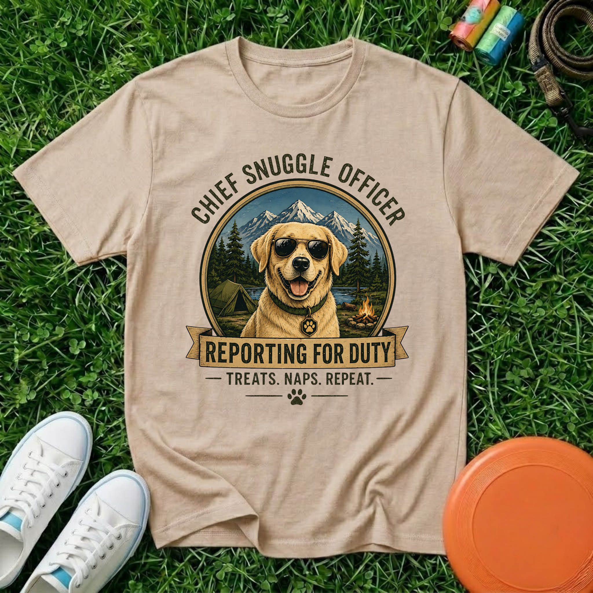 Chief Snuggle Officer Dog  – Reporting for Duty, T-Shirt- Comfort Colors 1717