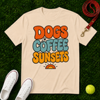 Dogs Coffee Sunsets, Comfort Colors T-Shirt