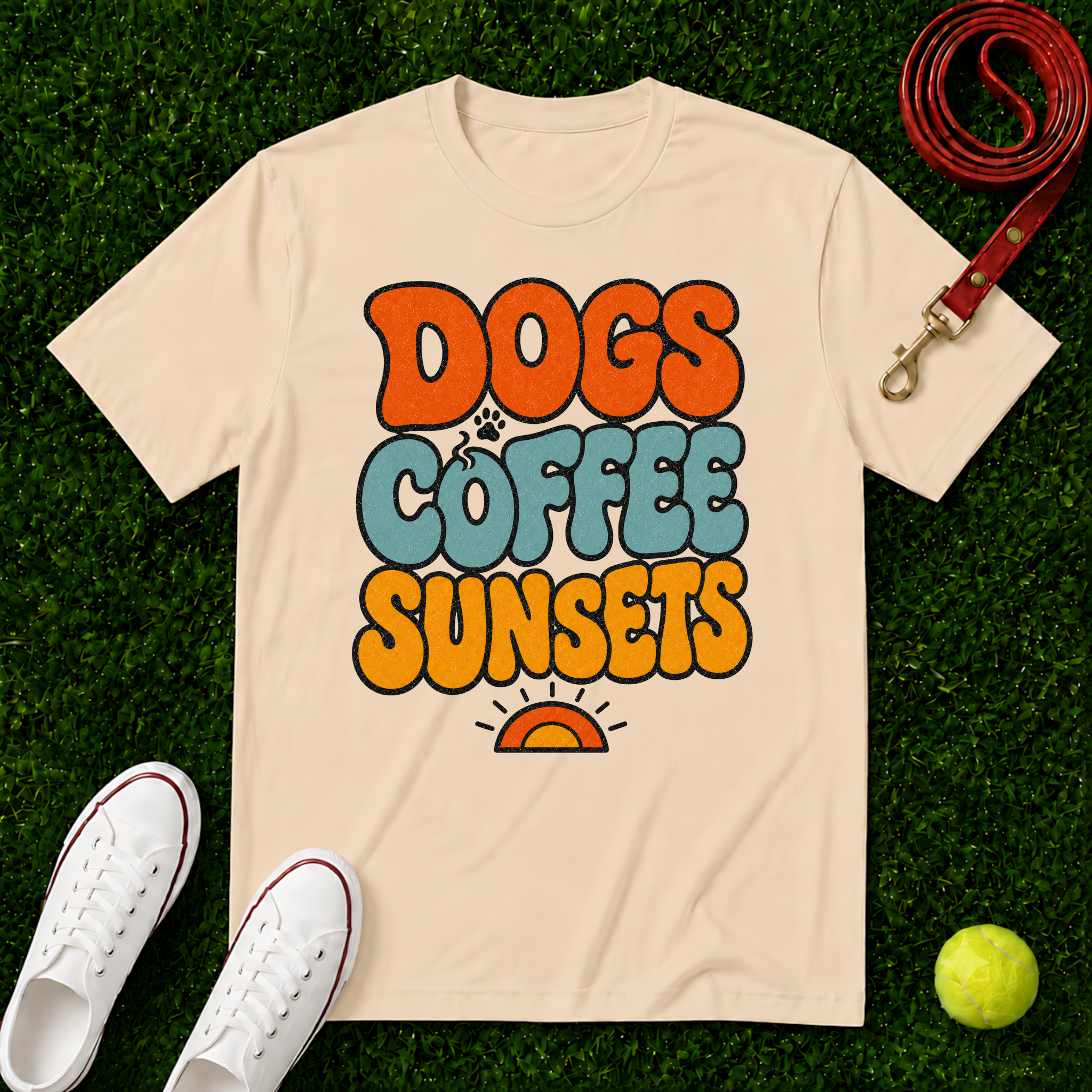 Dogs Coffee Sunsets, Comfort Colors T-Shirt