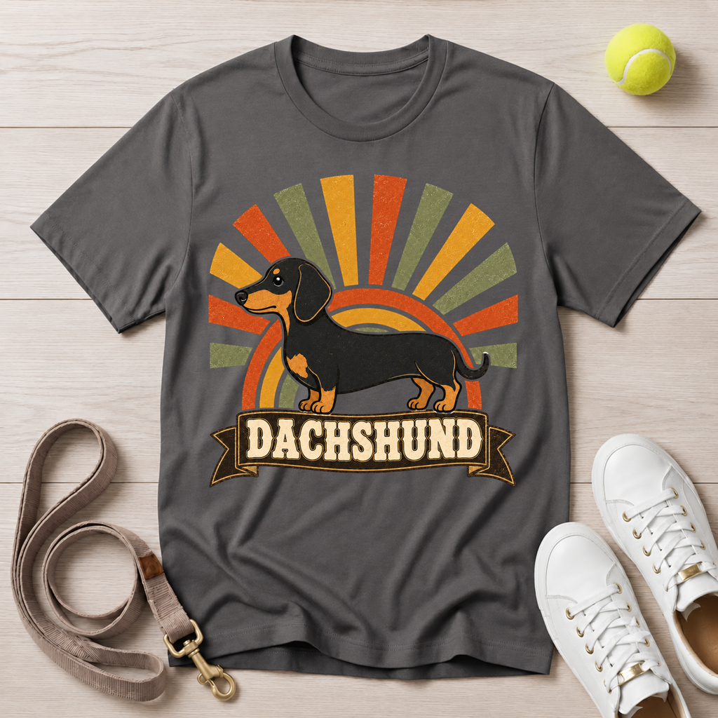Dachshund Retro Sunburst, Comfort Colors T-Shirt