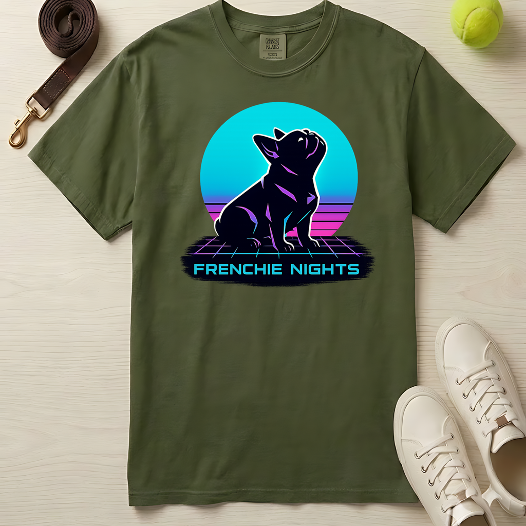 Frenchie Nights T‑Shirt, T-Shirt - Comfort Colors 1717