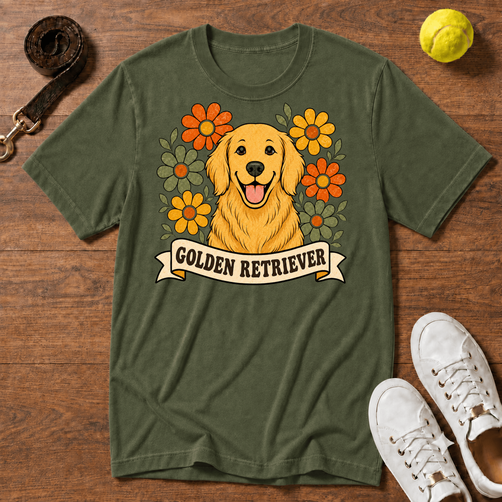Golden Retriever Floral T-Shirt – Comfort Colors