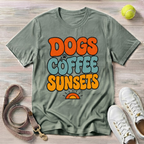 Dogs Coffee Sunsets, Comfort Colors T-Shirt