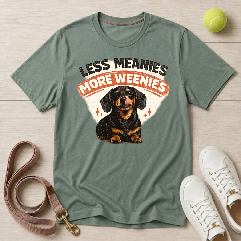 Less Meanies More Weenies Dachshund T-Shirt- Comfort Colors 1717