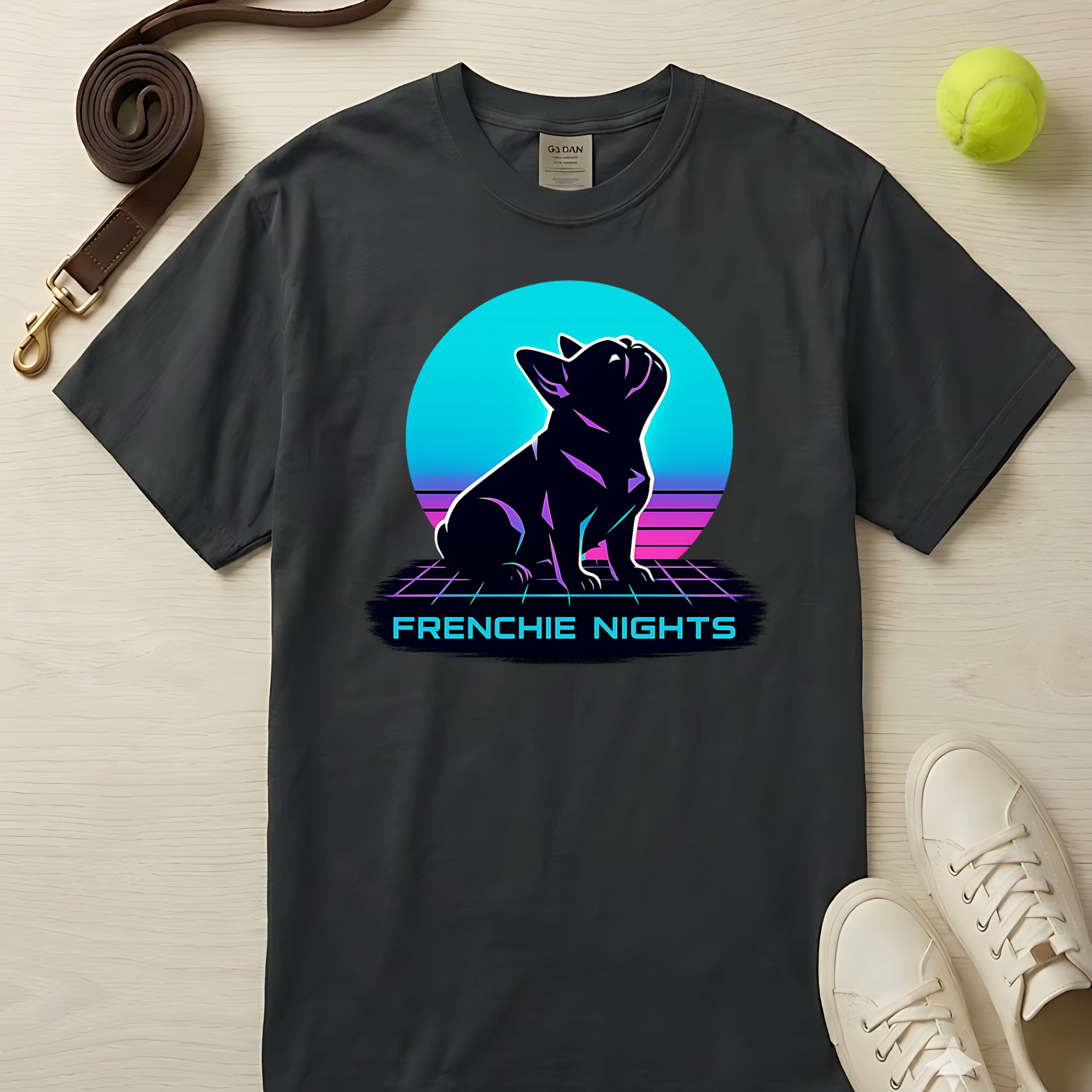 Frenchie Nights T‑Shirt, T-Shirt - Comfort Colors 1717