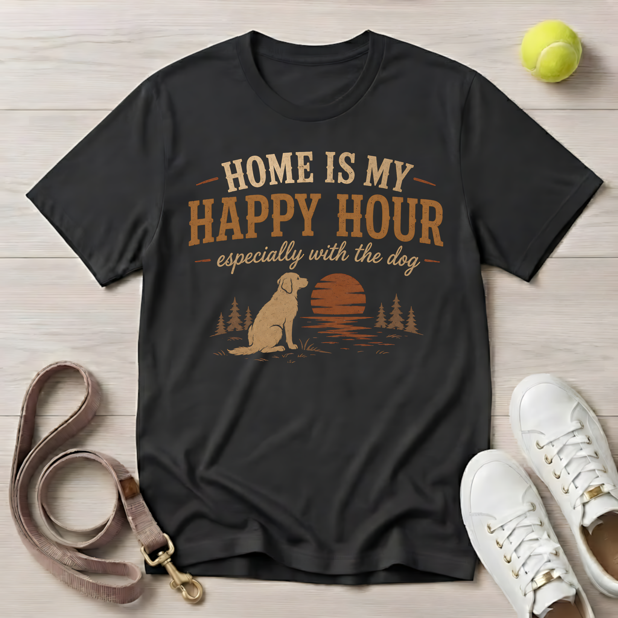 Home Is My Happy Hour, Especially With The Dog- T-Shirt, Comfort Colors 1717