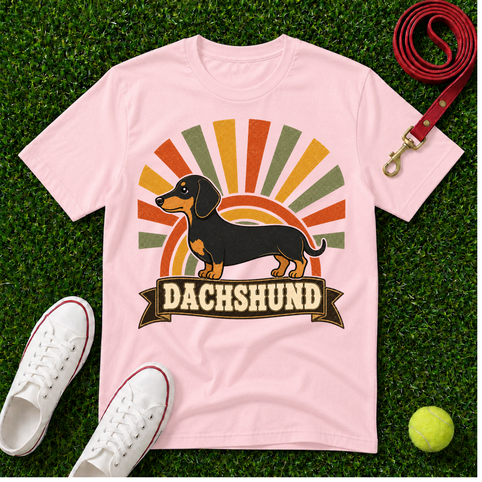 Dachshund Retro Sunburst, Comfort Colors T-Shirt