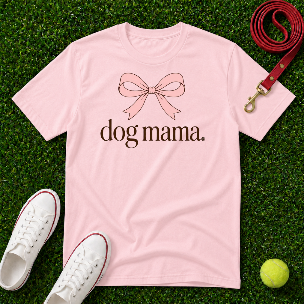 Dog Mama Tee — Pink Bow, Comfort Colors T-Shirt