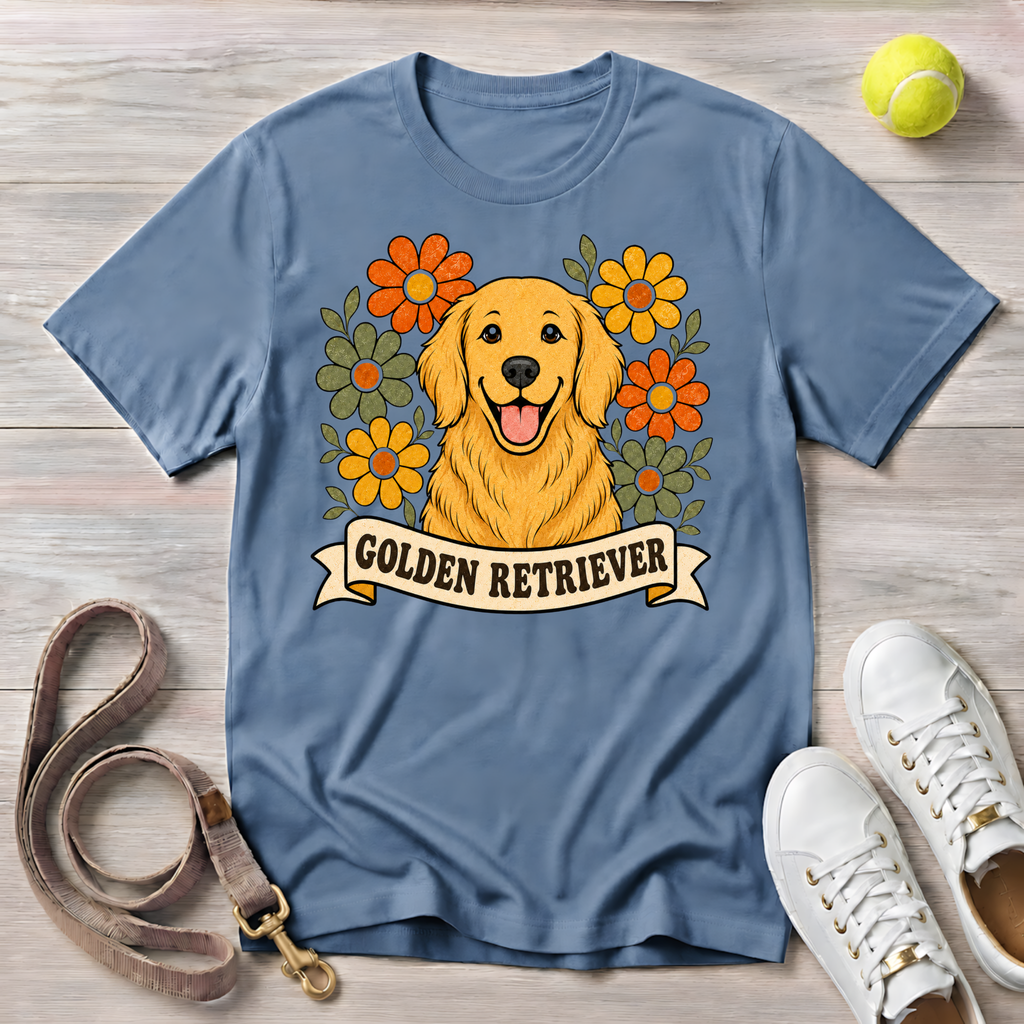 Golden Retriever Floral, Comfort Colors T-Shirt