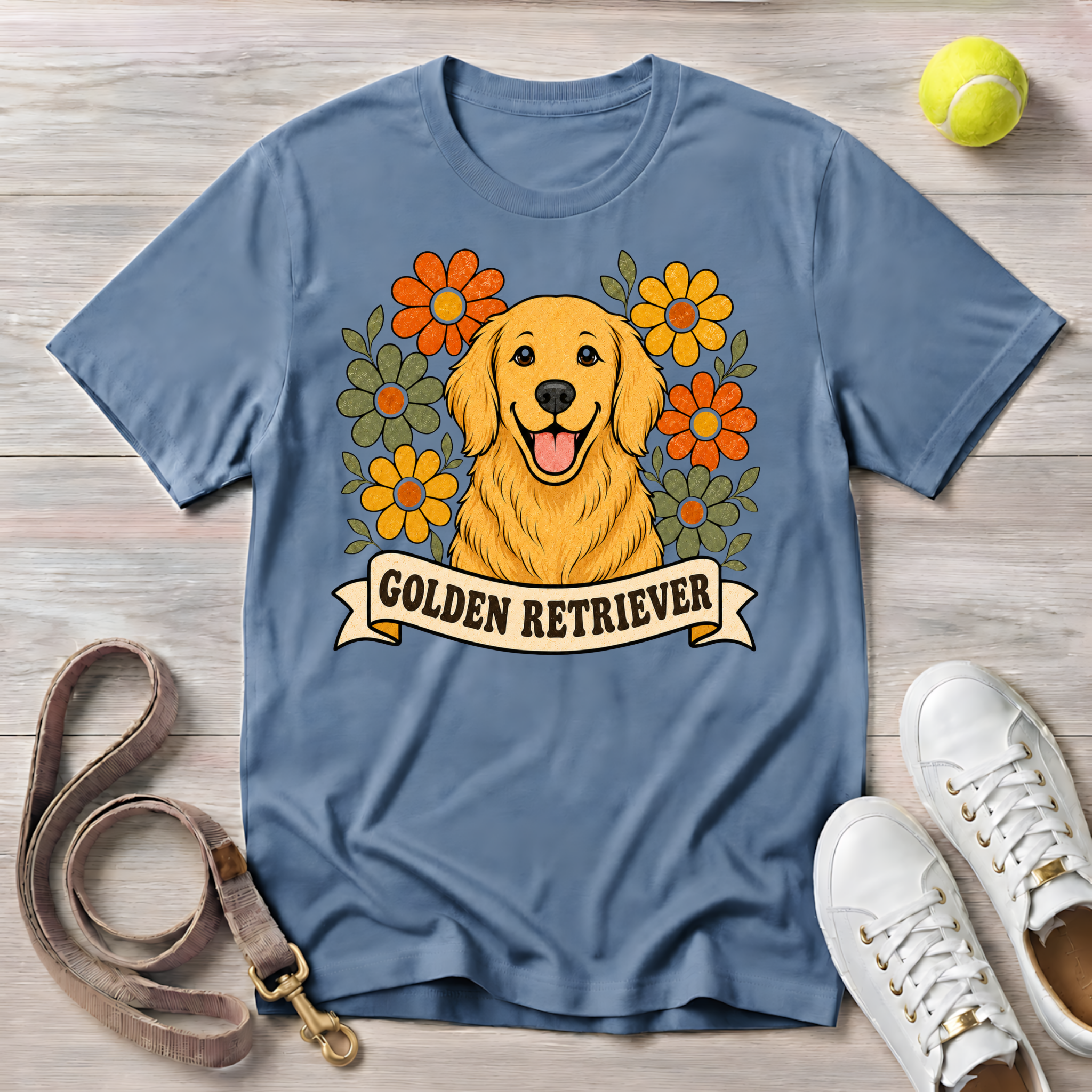 Golden Retriever Floral, Comfort Colors T-Shirt