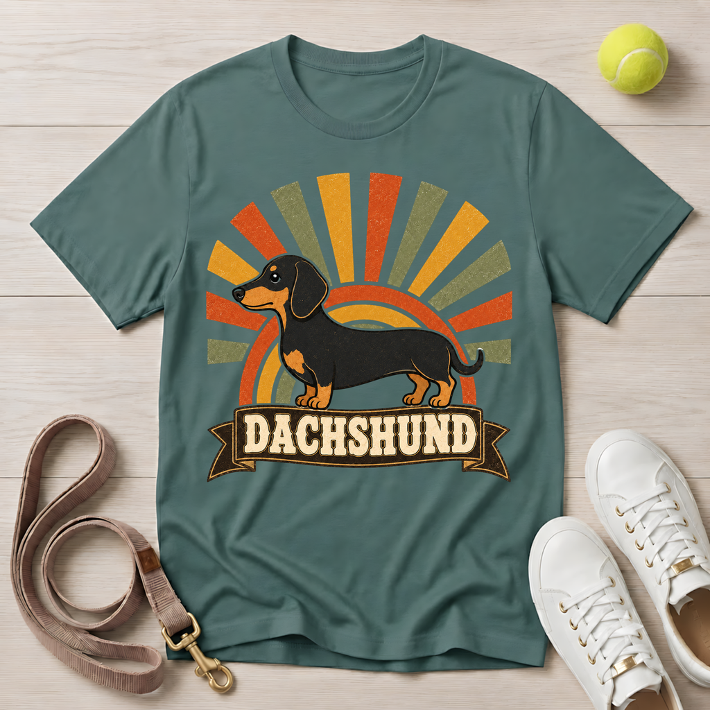 Dachshund Retro Sunburst, Comfort Colors T-Shirt