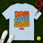 Dogs Coffee Sunsets, Comfort Colors T-Shirt