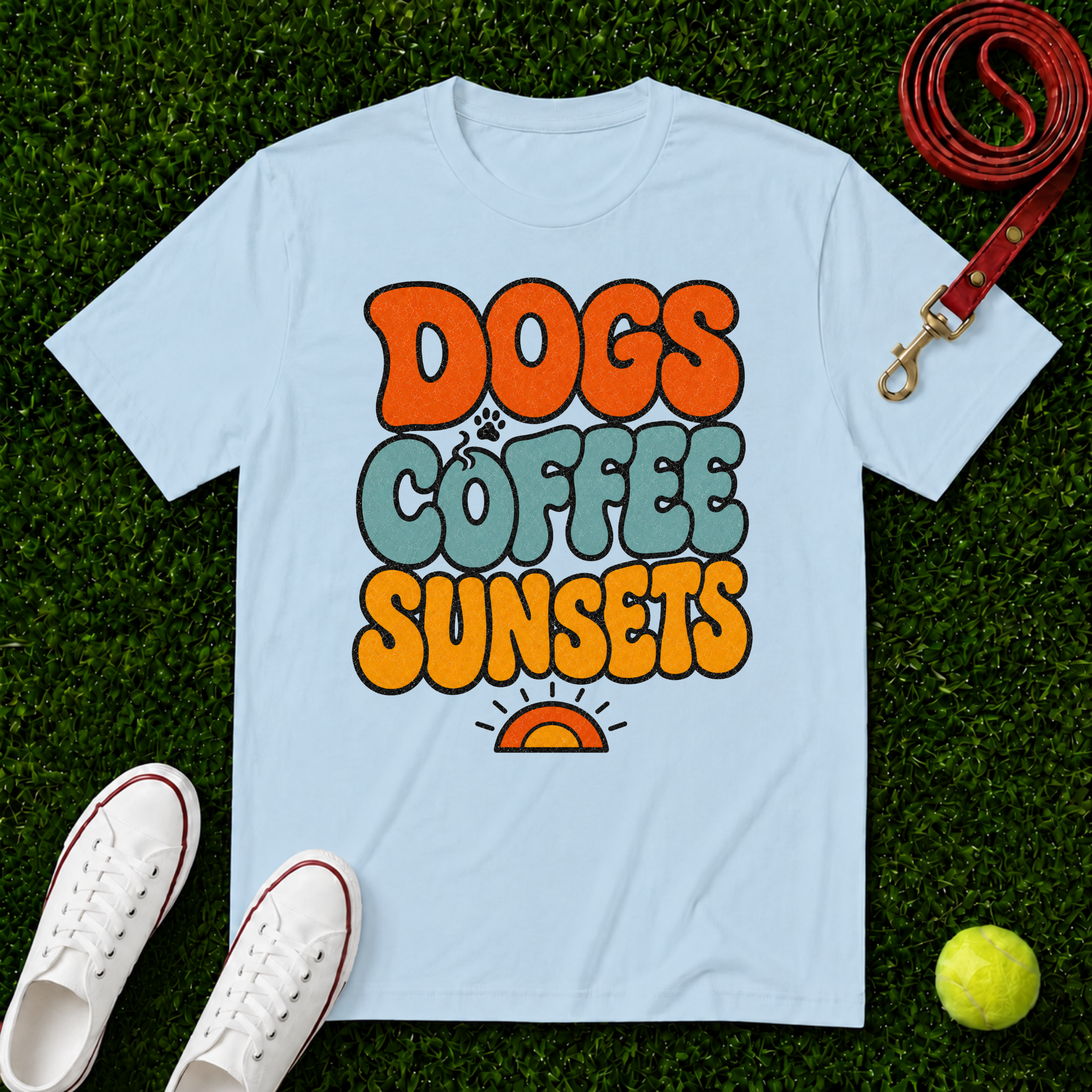 Dogs Coffee Sunsets, Comfort Colors T-Shirt