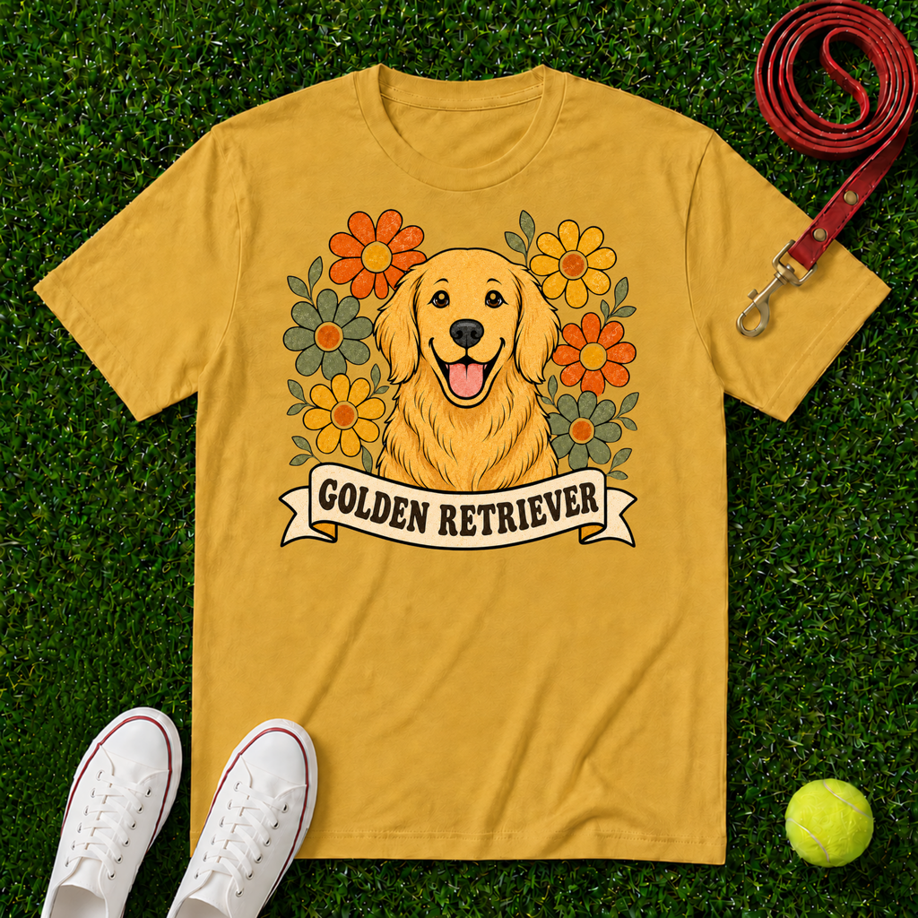 Golden Retriever Floral, Comfort Colors T-Shirt