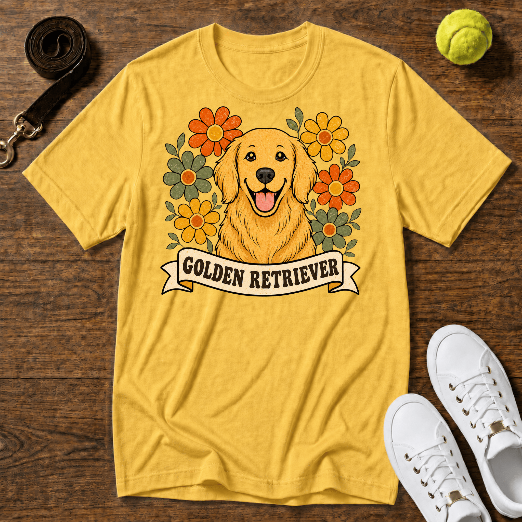 Golden Retriever Floral T-Shirt – Comfort Colors
