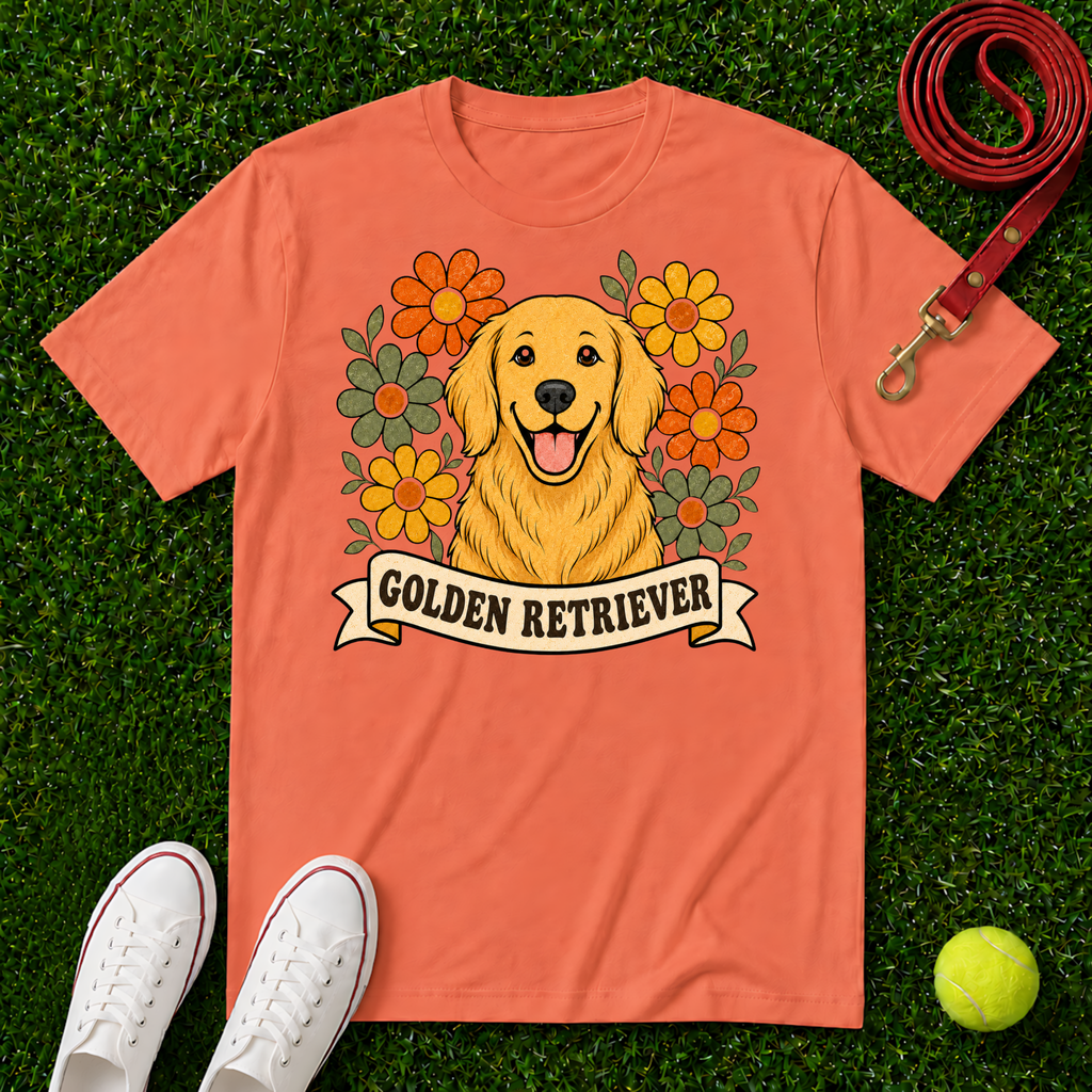 Golden Retriever Floral, Comfort Colors T-Shirt