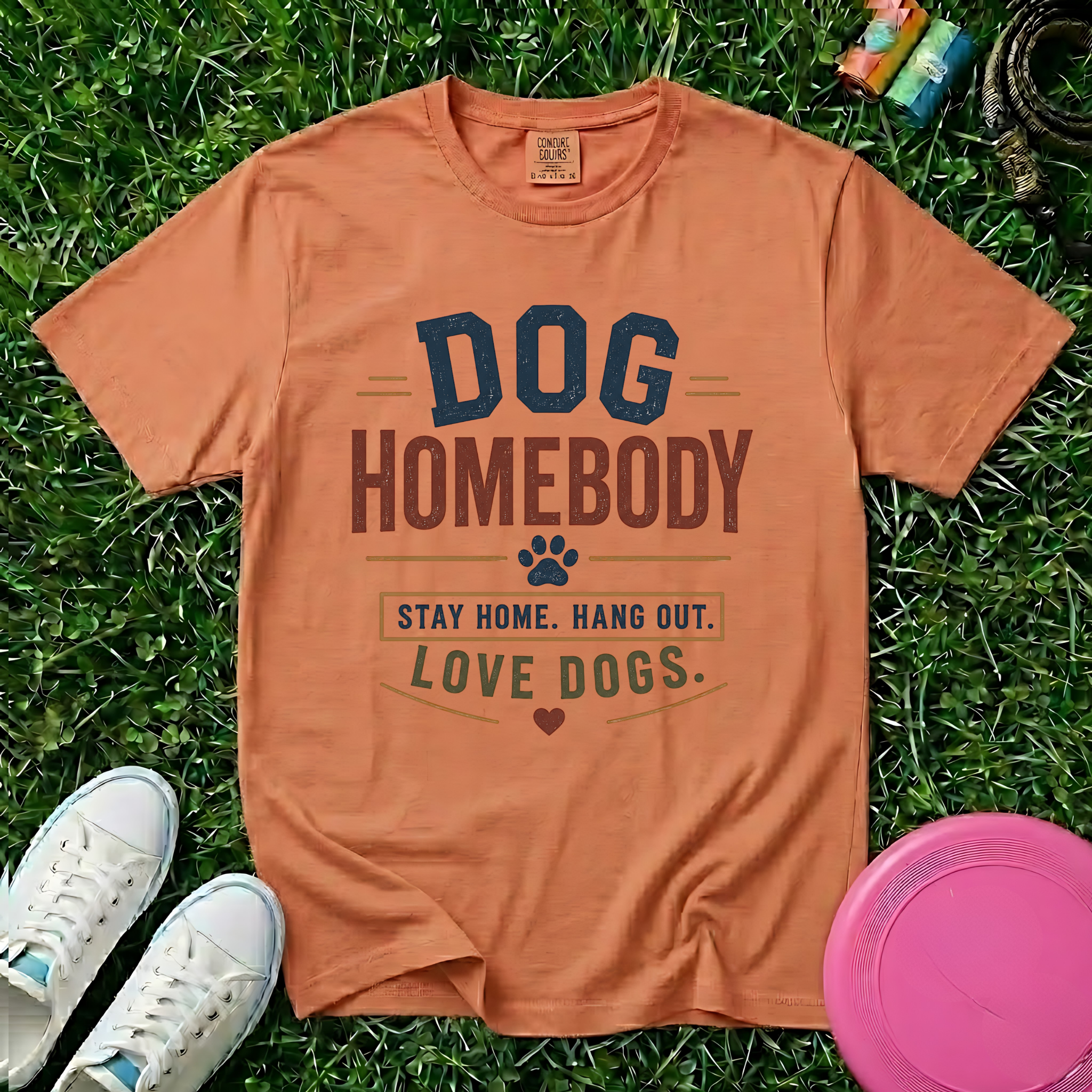 Dog Homebody T-Shirt — "Stay Home. Hang Out. Love Dogs." Comfort Colors 1717