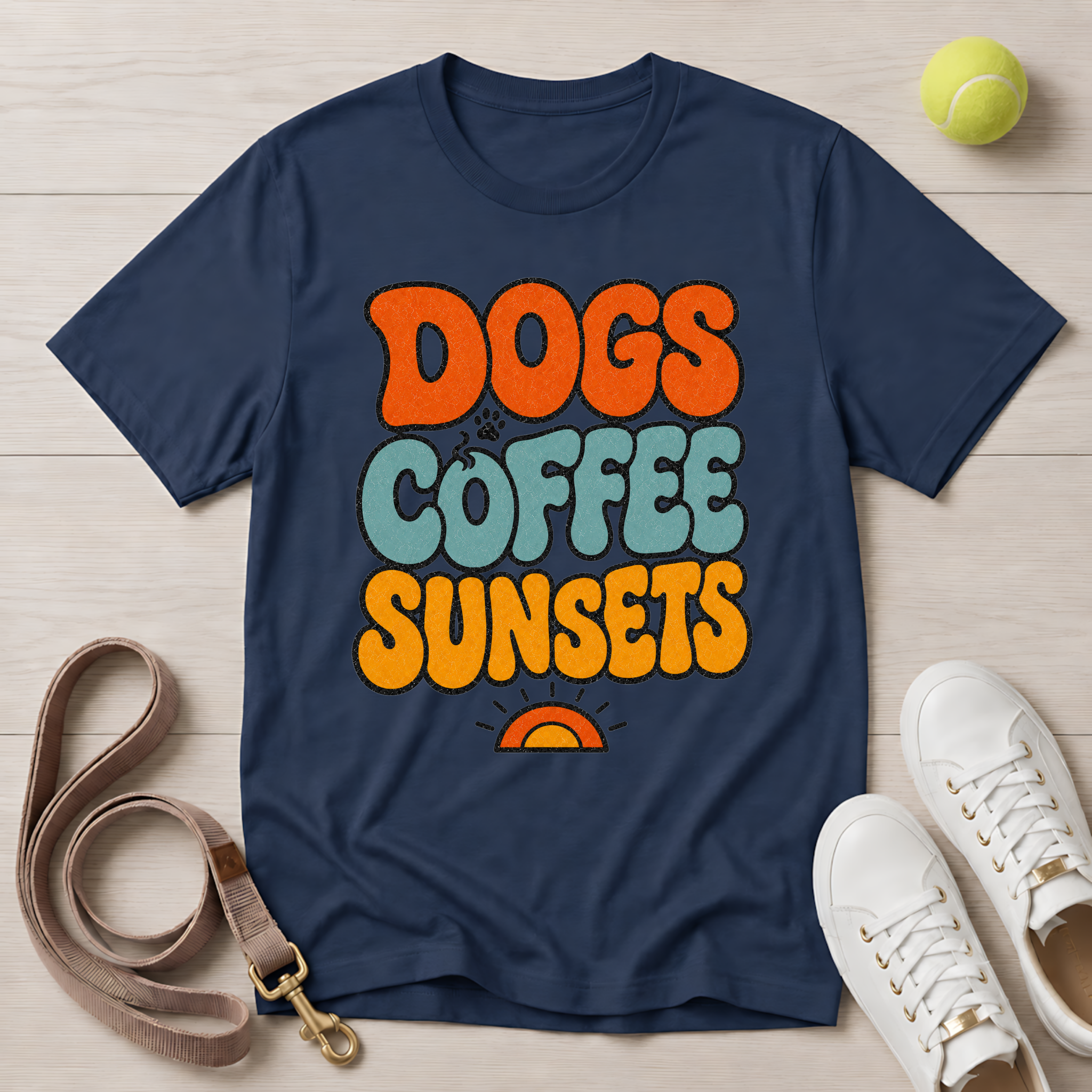 Dogs Coffee Sunsets, Comfort Colors T-Shirt