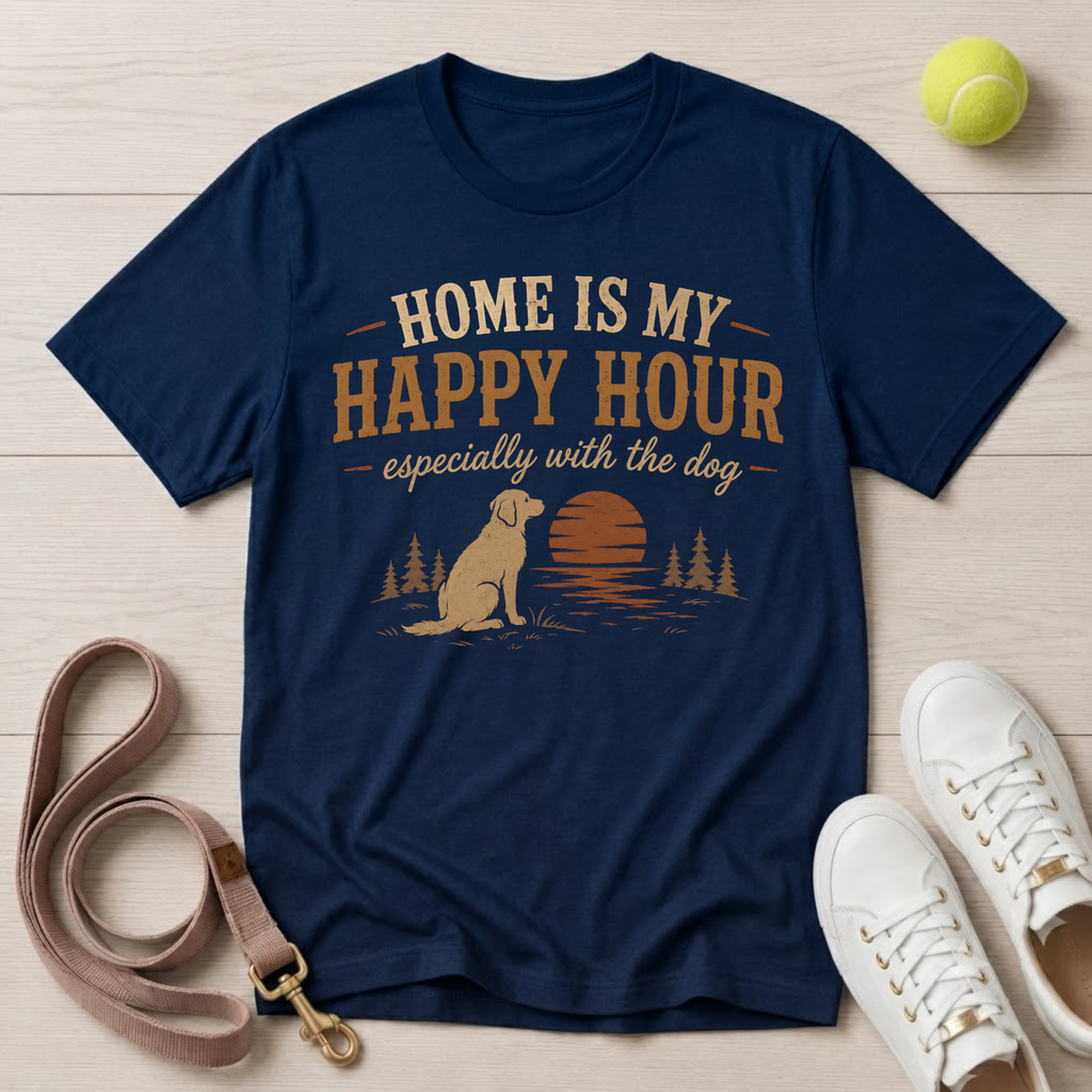 Home Is My Happy Hour, Especially With The Dog- T-Shirt, Comfort Colors 1717