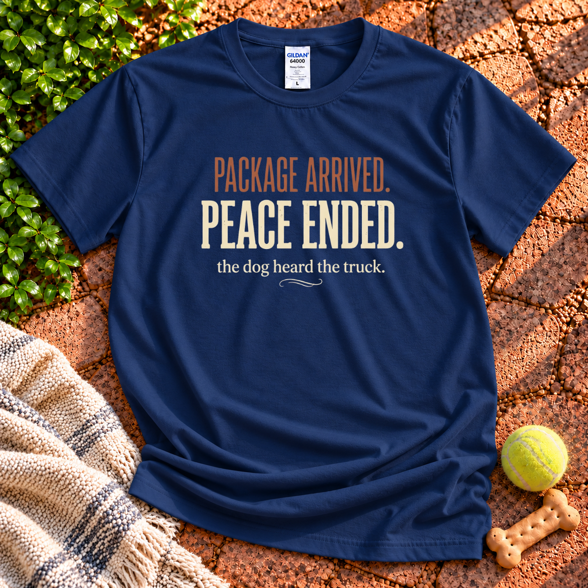 Peace Ended dog graphic T-shirt in Navy – Gildan 64000 | Wigglebumms