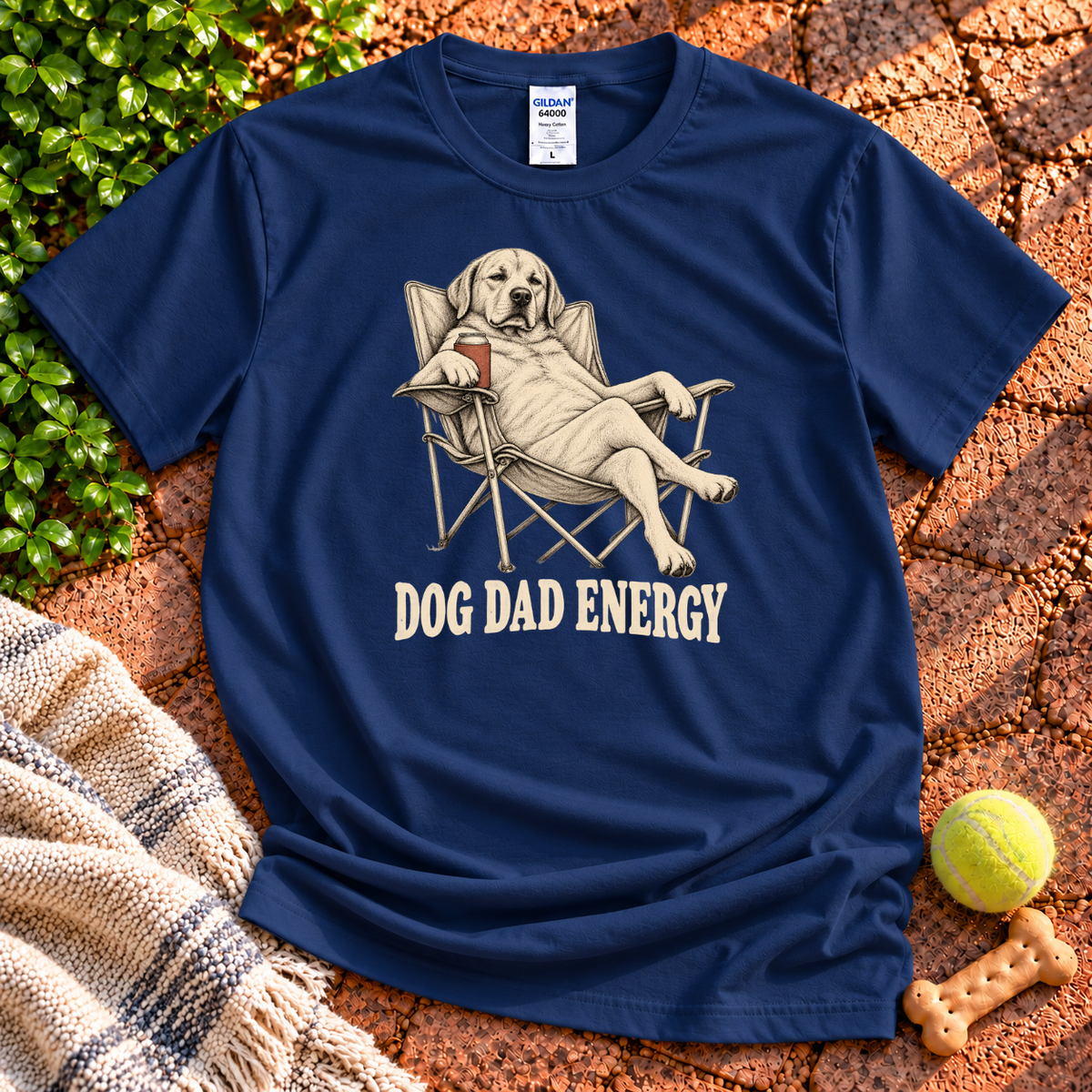 Dog Dad Energy dog graphic T-shirt in Navy – Gildan 64000 | Wigglebumms