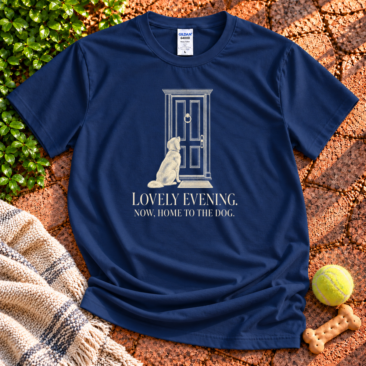 Home to the dog dog graphic T-shirt in Navy – Gildan 64000 | Wigglebumms