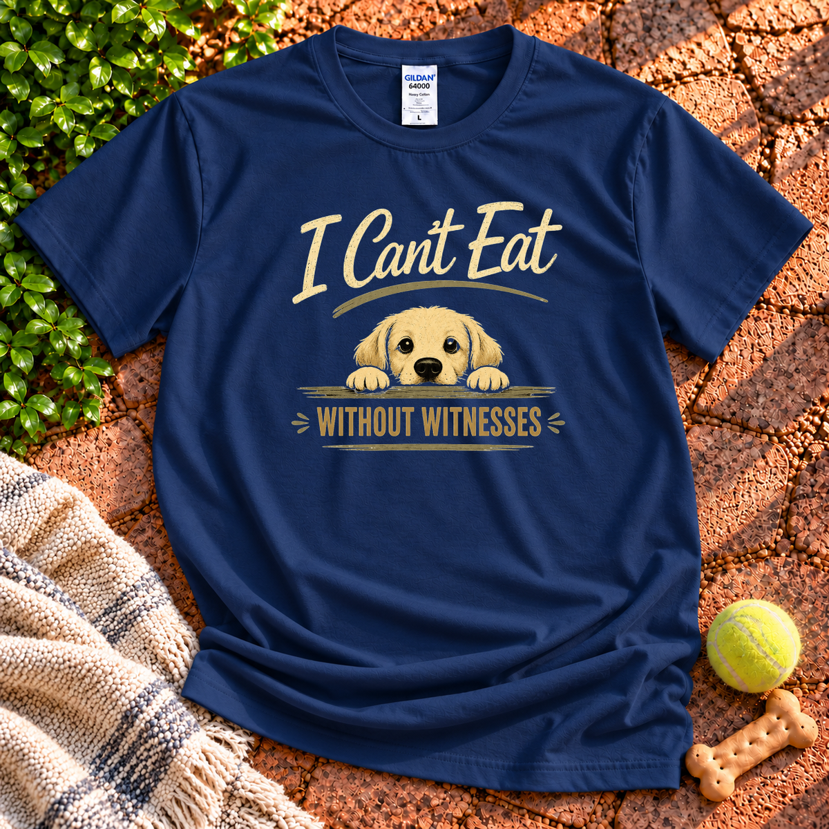 Without Witnesses dog graphic T-shirt in Navy – Gildan 64000 | Wigglebumms