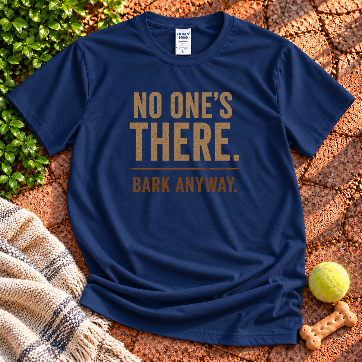 Bark Anyway funny dog graphic T-shirt in Navy