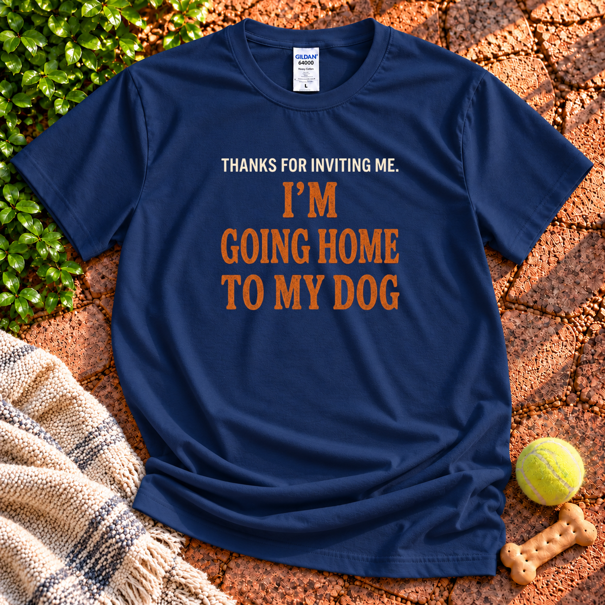 Home to My Dog dog graphic T-shirt in Navy – Gildan 64000 | Wigglebumms