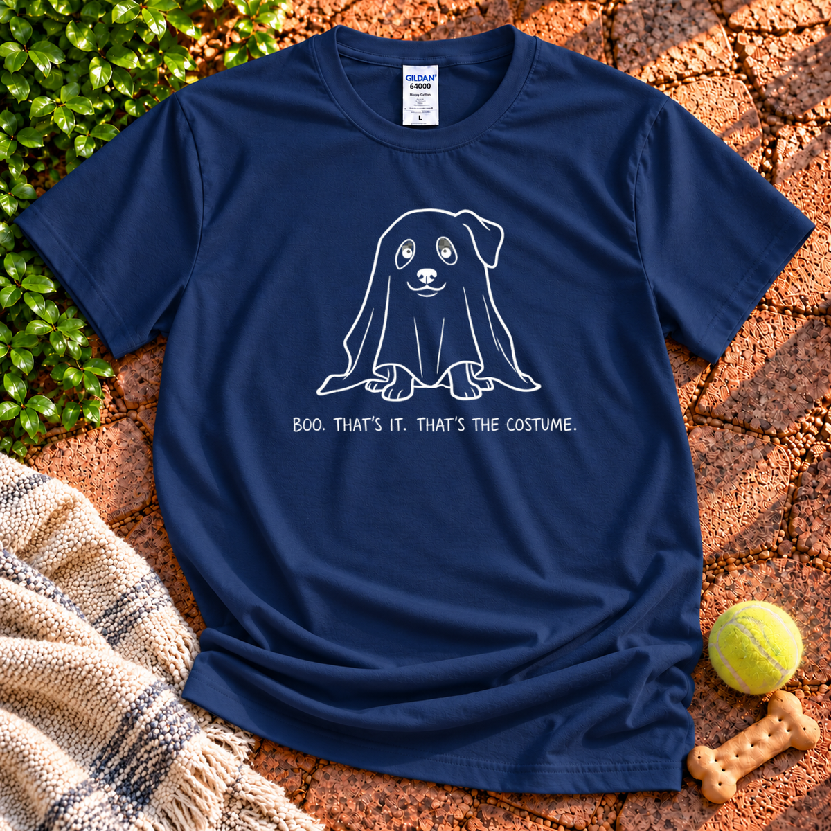 Boo dog graphic T-shirt in Navy – Gildan 64000 | Wigglebumms
