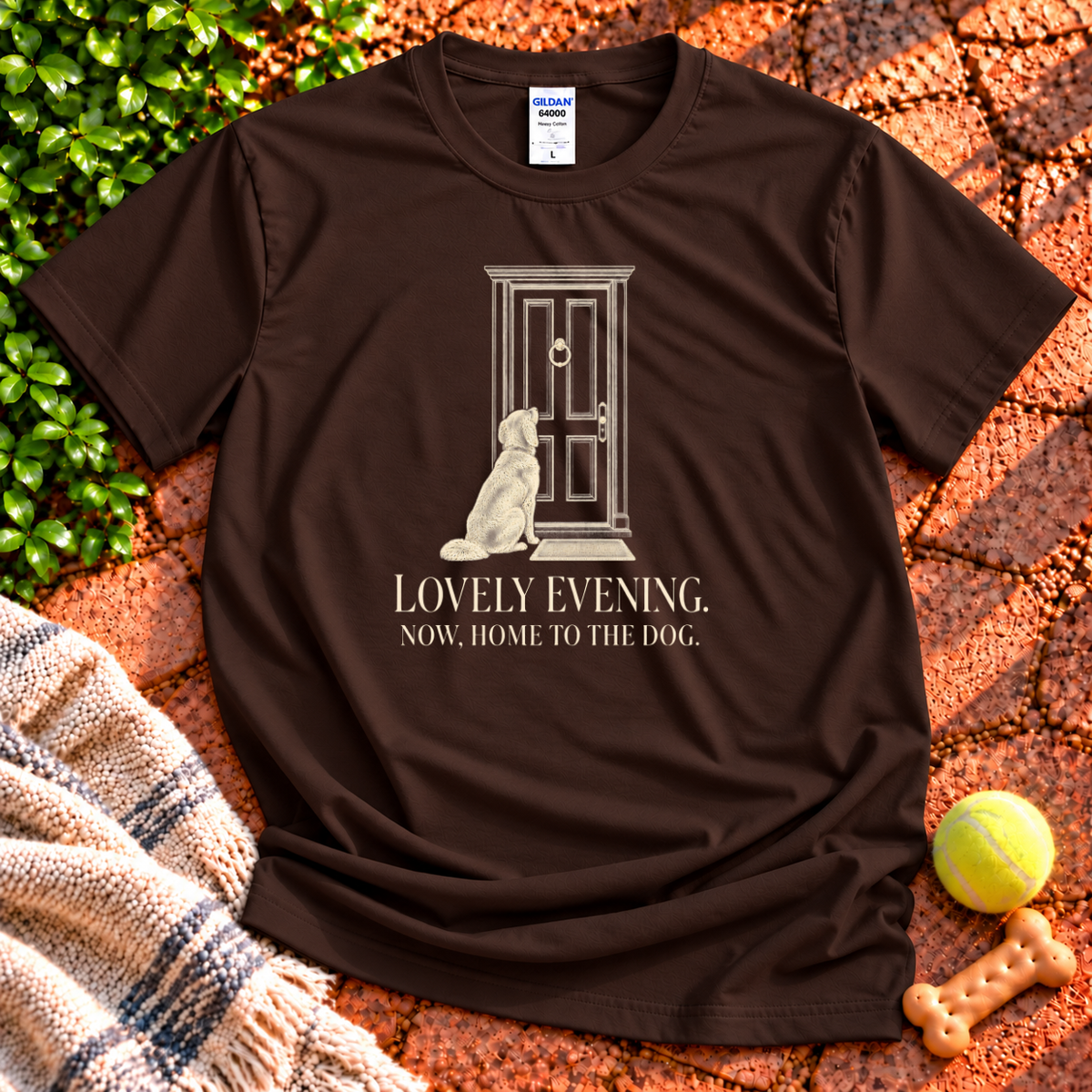 Home to the dog dog graphic T-shirt in Dark Chocolate – Gildan 64000 | Wigglebumms