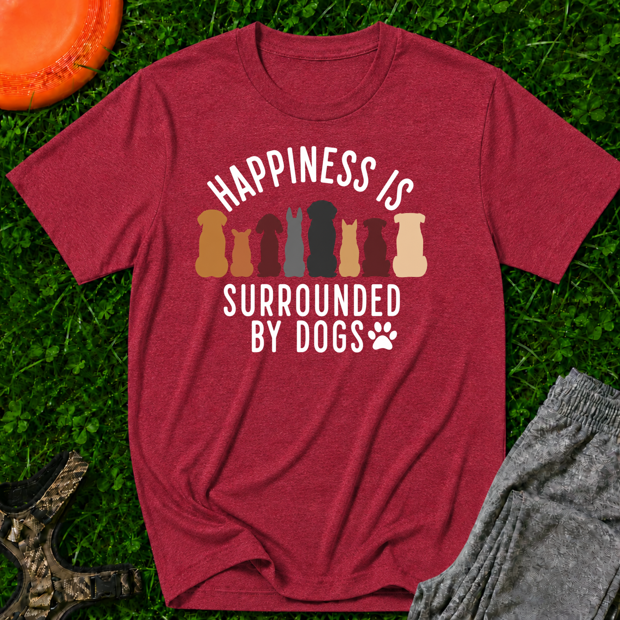 Happiness Is Surrounded By Dogs- T Shirt
