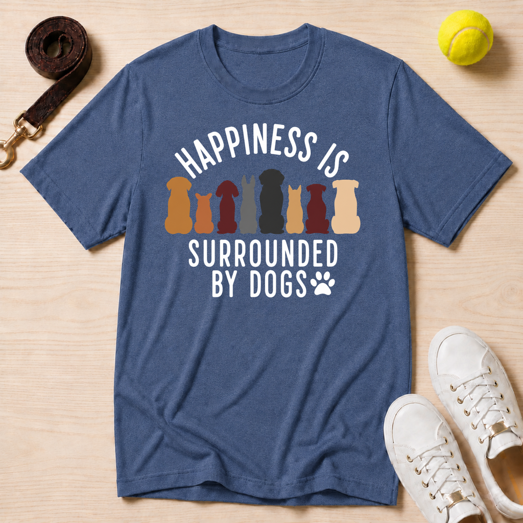Happiness Is Surrounded By Dogs- T Shirt