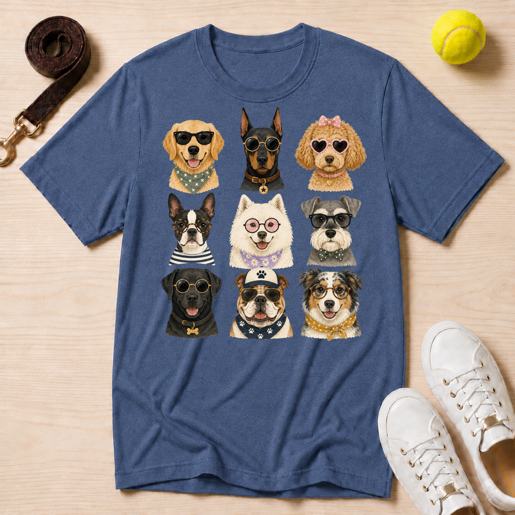 Cute Dogs Grid T‑Shirt