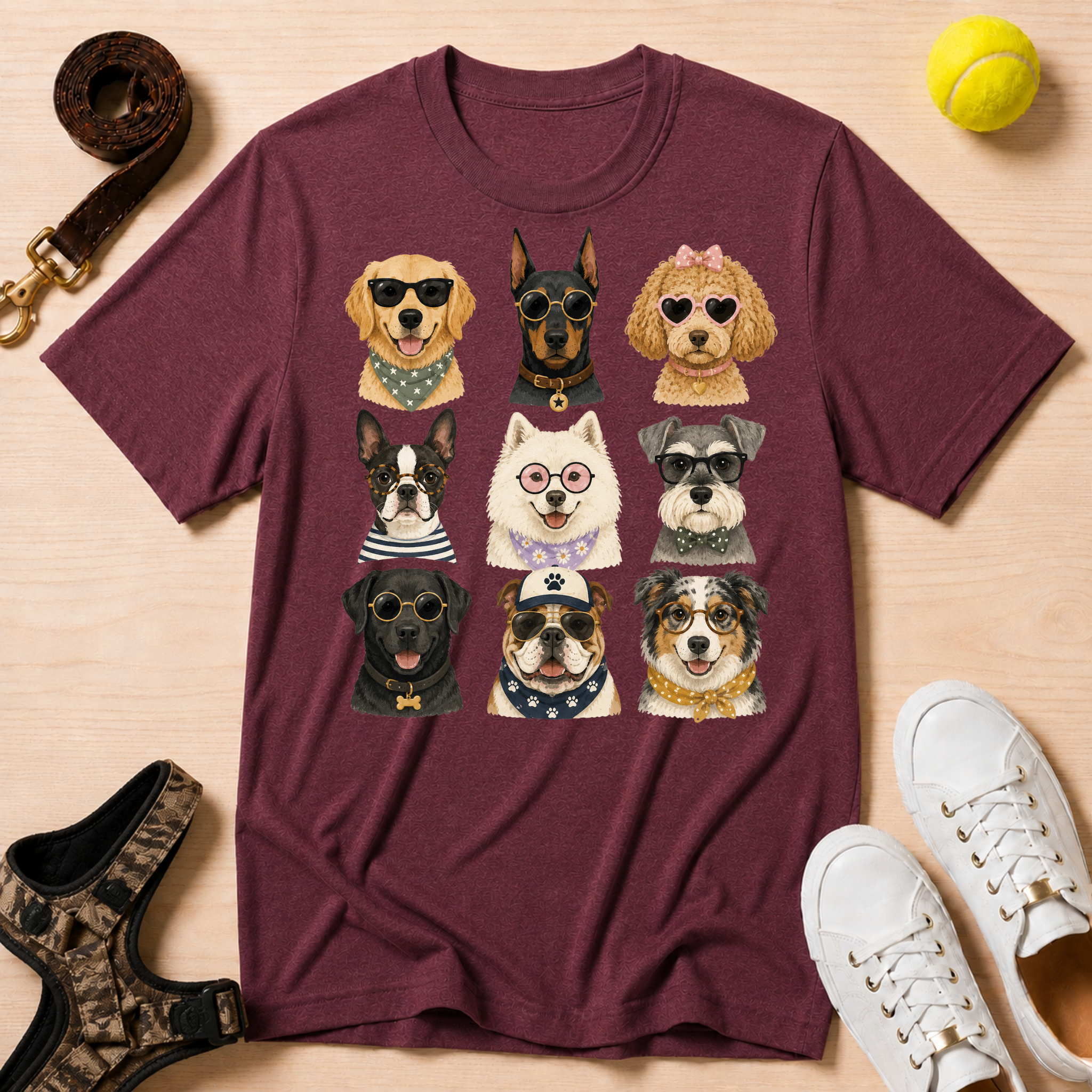 Cute Dogs Grid T‑Shirt