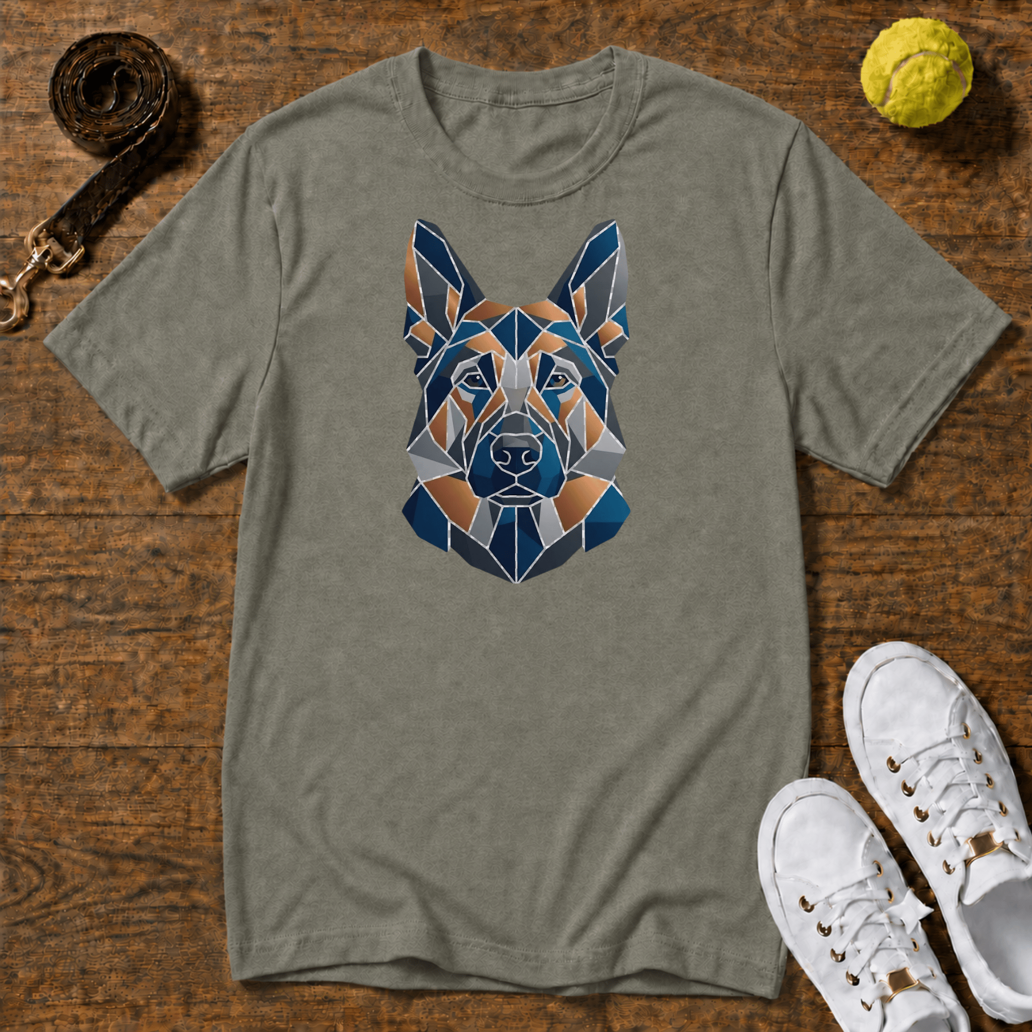 Geometric German Shepherd T-Shirt – Gildan Softstyle