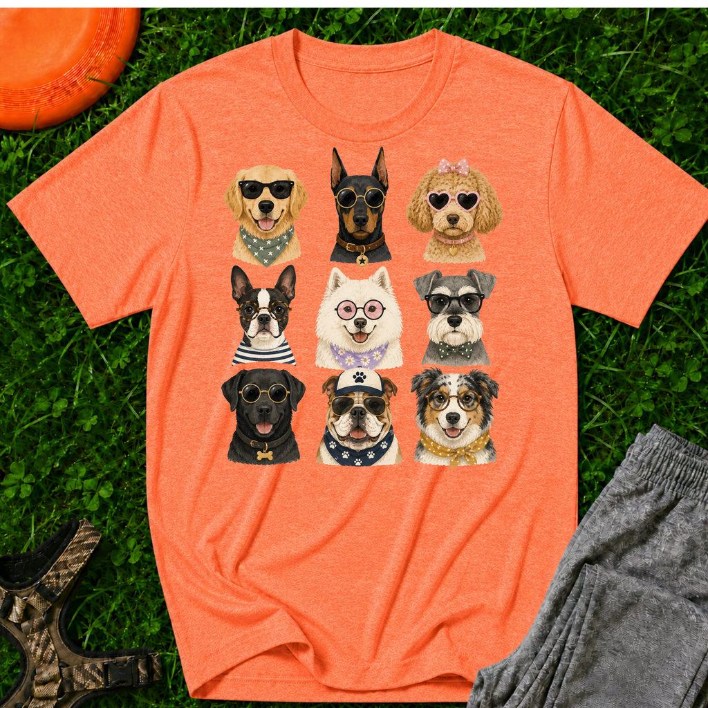 Cute Dogs Grid T‑Shirt