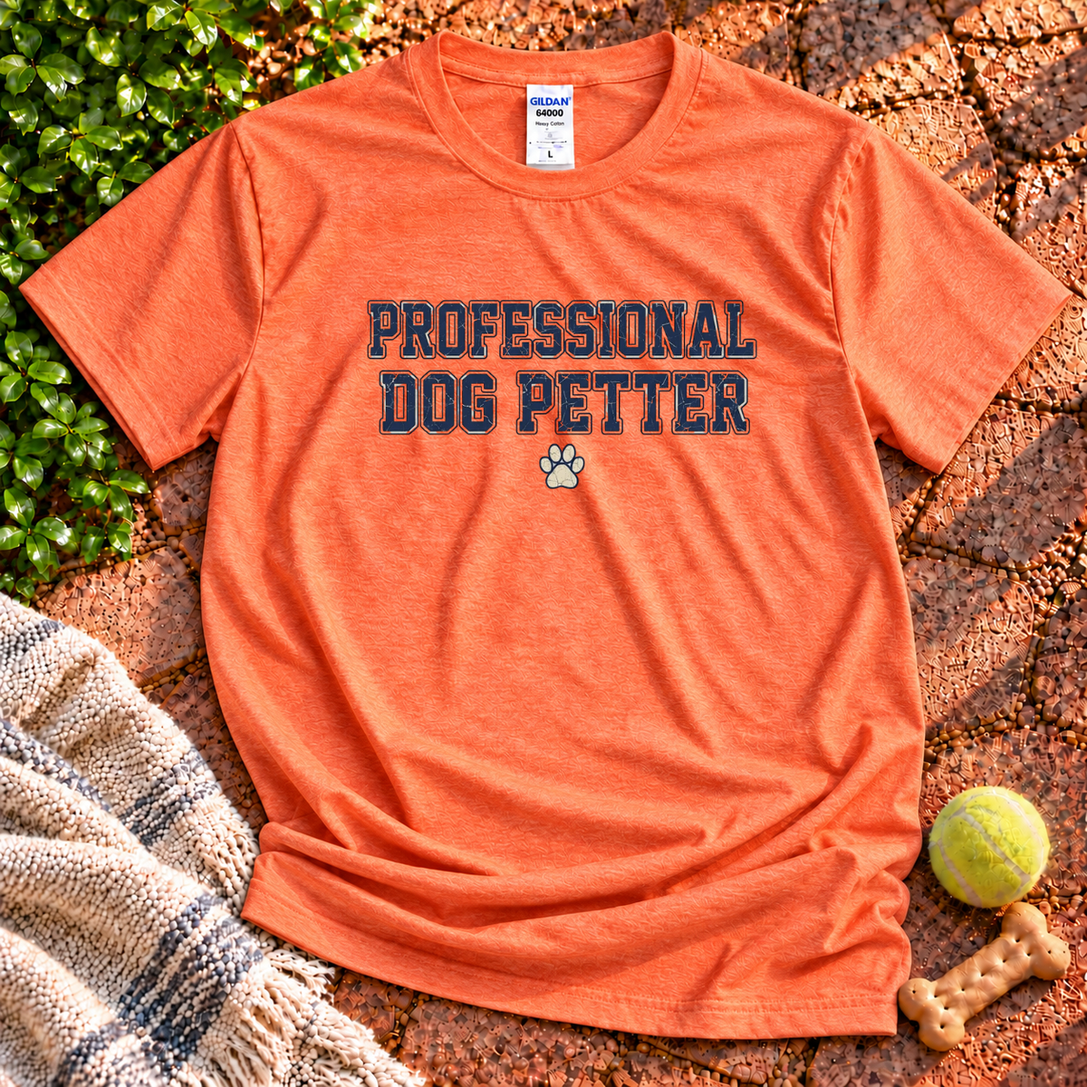 Pet Sitter dog graphic T-shirt in Heather Orange – Gildan 64000 | Wigglebumms