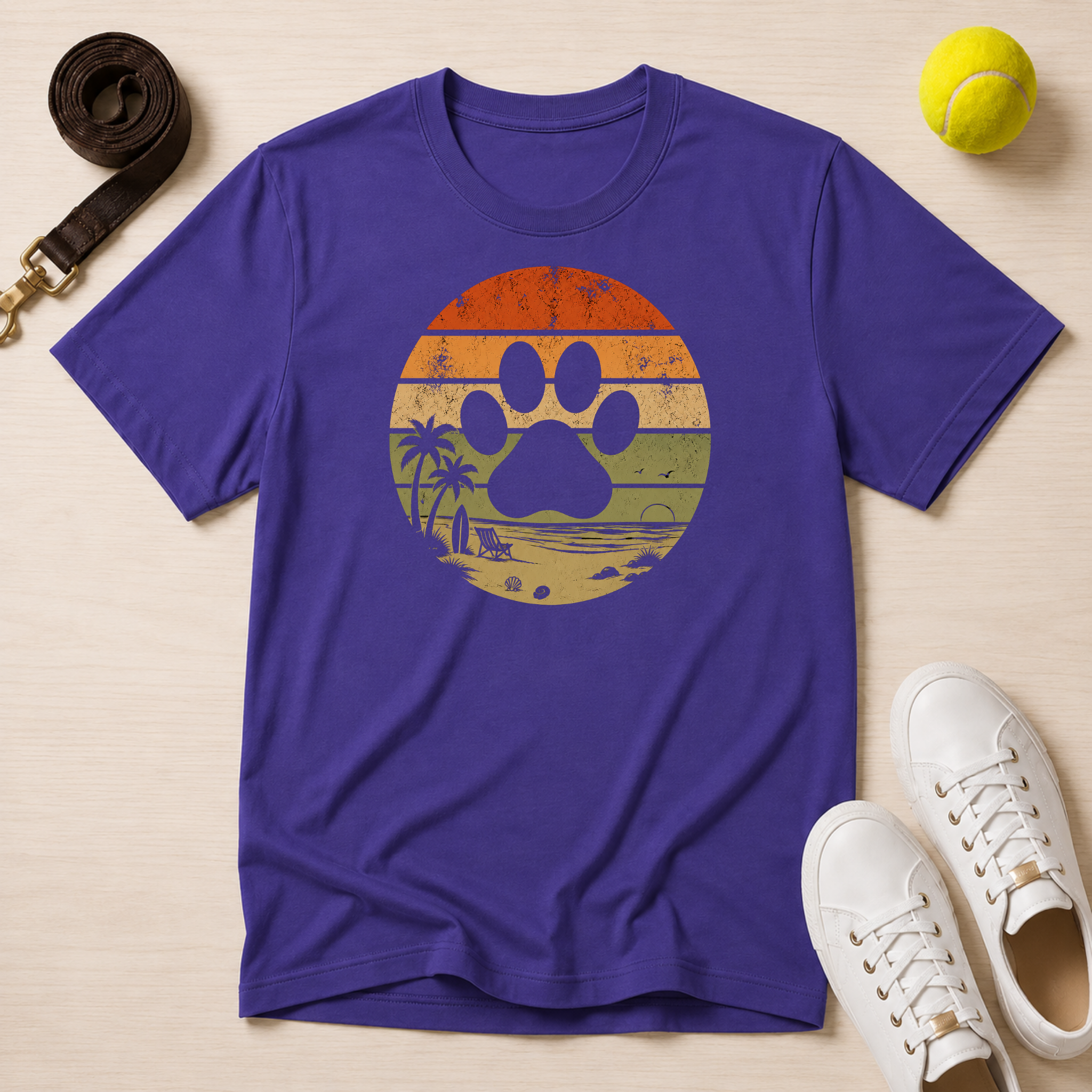 Retro Sunset Paw, Classic Tee